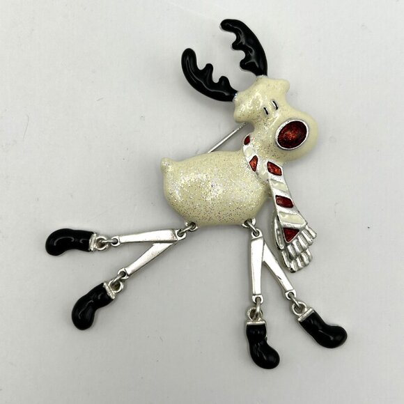 Vintage Christmas Brooch Lot Danecraft & NR Signed Reindeer, Trees, Wreath - Picture 4 of 10